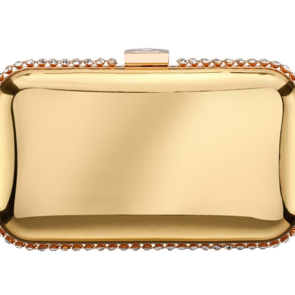 Nina Shoes Gold Clutch with Chain Strap